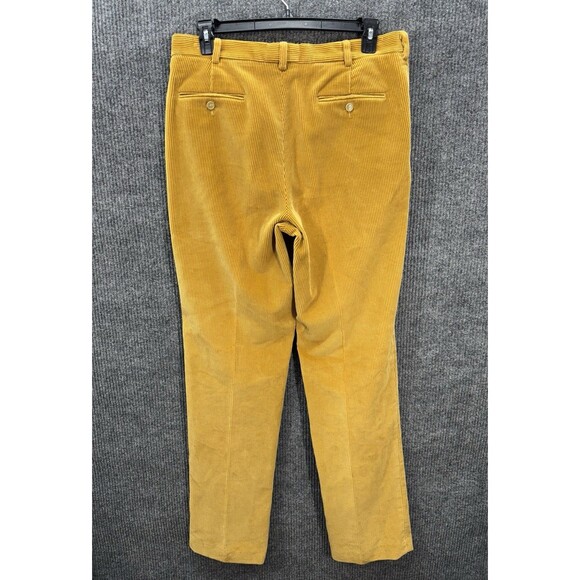 Lands' End Traditional Fit Corduroy Pants Mens 35x36 Gold Pleated Trousers Jeans - Picture 2 of 9